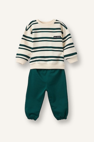 Defacto Çizgili Bisiklet Yaka Sweatshirt Üst Lastikli Paça Alt 2li Takım Erkek Bebek I0235a526augn1116 Yeşil-gn1116