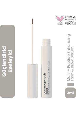Cosmogenesis Labs Kaş Kirpik Güçlendirici Serum 3ml – Su Bazlı Besleyici Dolgunlaştırıcı Vegan (%1 Biotin- %1 Peptit)