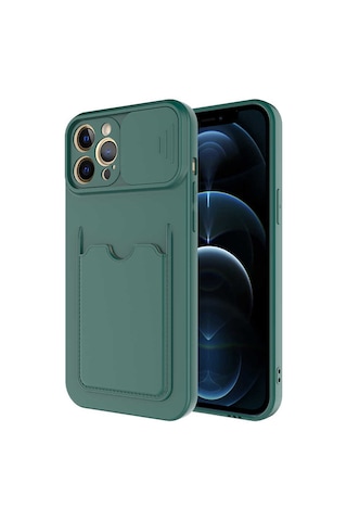 Apple Uyumlu iPhone 12 Pro Uyumlu Kartix Kılıf-koyu Yeşil Koyu Yeşil -