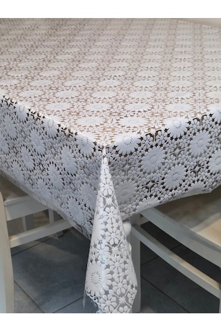 Ithal Pvc Muşamba - Desenli Silinebilir Masa Örtüsü 07nl73g Beyaz