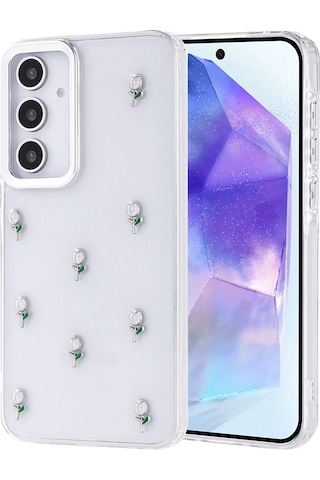 Galaxy A35 Uyumlu Kılıf Airbag Tasarımlı Simli Şeffaf Zore Kutup Kapak - Lale -