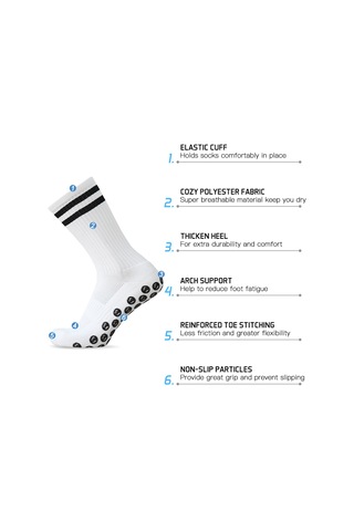 Youmex Beyaz 3'lü Paket Futbol Çorapları - Nem Emici, Nefes Alıcı Ve Kayma Engellendiği Poliester Ürün Beyaz