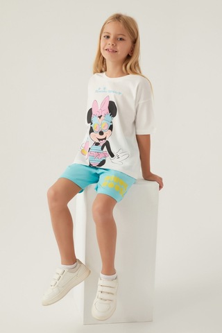 Minnie Mouse Glasses Krem Kız Çocuk Şort Takım 5274-42785 Krem
