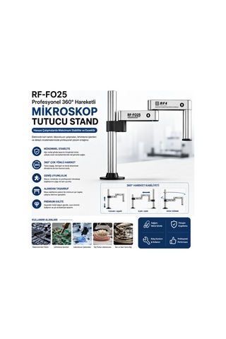 Rf-fo25 Profesyonel 360 Hareketli Mikroskop Tutucu Stand Titreşim Engelleyici Metal Kol