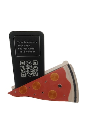 Mottopi Qr Menü Standı Pizza Dilim / Dijital Menü Modern Stand,qr Menü Masaüstü Standı - 10 Adet 10 Adet Qr Menü Standı