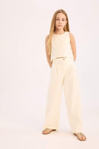 DeFacto Kız Çocuk 2'li Takım Kolsuz Bluz Geniş Bol Paça Pantolon D9487A825SMER235 Ekru