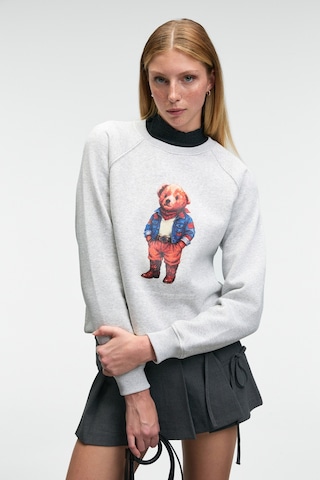 Grımelange Aelorıa Kadın Önü Baskılı Reglan Kol Oversize Grimelanj Sweatshirt Grimelanj