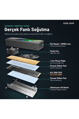 Fanlı Argb Ssd Soğutucu Siyah Renk Siyah - Argb