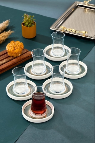 Cooker 6'lı Lyon Porselen Çay Tabağı Yeşil