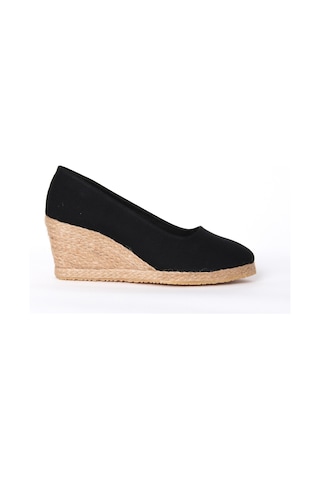 Star Tombis Siyah Keten Espadril Dolgu Topuk