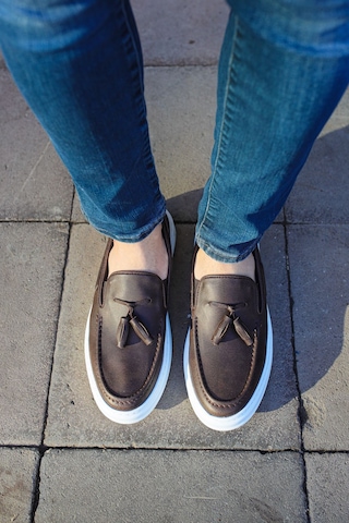 Roof Atelier Erkek Kahve Püskül Detaylı Loafer Ayakkabı - 127 - Cbt Loafer-x Kahve