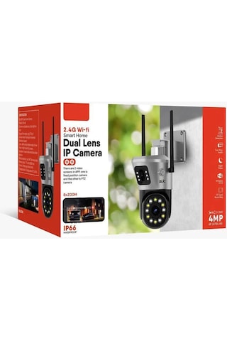Full Hd 1080p Ip66 Wifi Akıllı Kamera Hareket Sensörlü I Nsan Takip Su Geçirmez 2+2mp Wifi İp Kamera