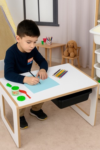 Çocuk Oyun, Aktivite Ve Etkinlik Masası, Beyaz-siyah,18mm 1.sınıf Beyaz  -  Siyah