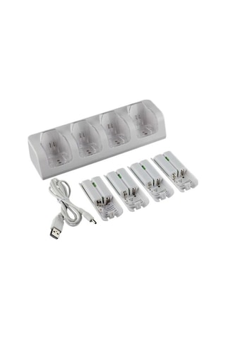 4 Adet 2800mah Şarj Edilebilir Pil Ve Wii Uzaktan Kumanda Anahtarı Aksesuarı İçin Wii Pil Şarj İstasyonu Beyaz Beyaz