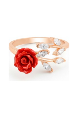 Çekirdekjewelry 925 Ayar Gümüş Ayarlanabilir Güllü Yüzük Pembe