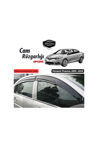 Renault Fluence 2009-2016 Uyumlu Mugen Cam Rüzgarlığı Seti Piano Black 4'lü İthal (00)(ŞüsCarOto Aksesuar)
