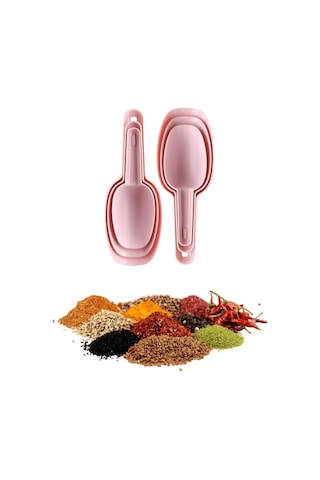 6 Adet Baharat Küreği, Un Şeker Bakliyat Kakao Mama Deterjan Erzak Kaşığı 6 Lı Set 2x 3 Boy Pembe Pembe