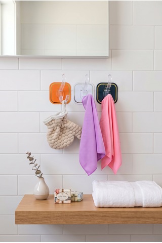 3 Adet Renkli Askı Yapışkanlı Kanca Mutfak Banyo Pratik Kullanışlı Havlu Bornoz Askısı Şeffaf Uçlu Yapışkan Askılık Seti Çok Renkli
