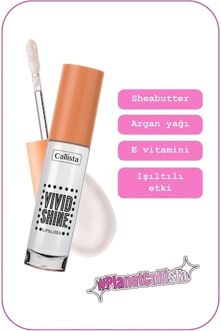Callista Vivid Shine Lipgloss Nemlendirici Işıltılı Dudak Parlatıcısı - 100 Crystal Clear - Şeffaf