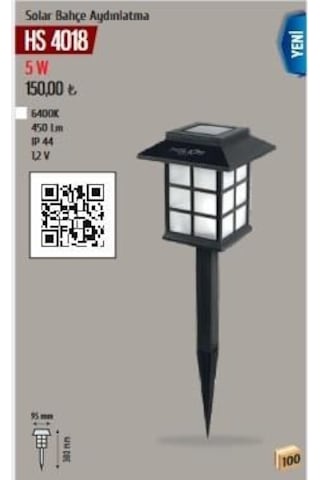 Helios 5w Beyaz Solar Bahçe Aydınlatma Hs-4018