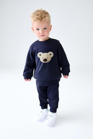 Luess Ayıcık Peluş Nakışlı Rahat Kalıp Erkek Çocuk Alt Üst Takım - Lacivert