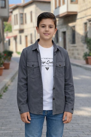 Pina Kids Erkek Çocuk Çıtçıtlı Gömlek Tişört Üst Takım Füme