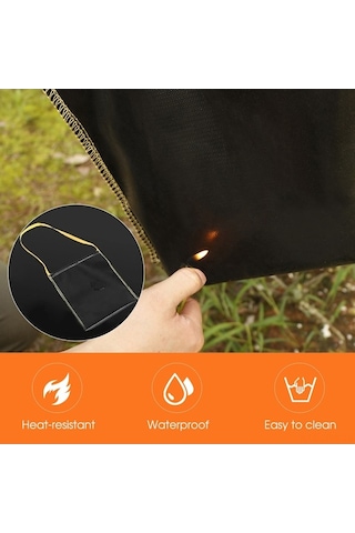 Besthome1 Geniş Kapasiteli Yangın Engelleme Çanta, Mangal Kömürü & Kamp Malzemeleri İçin Dayanıklı Siyah