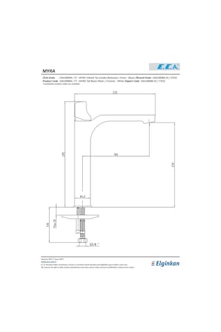 Eca Myra Yüksek Tip Lavabo Bataryası 104108984