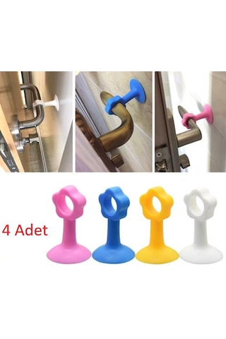 Vantuzlu Geçmeli Kapı Kolu Stoper 4lü Set Beyaz