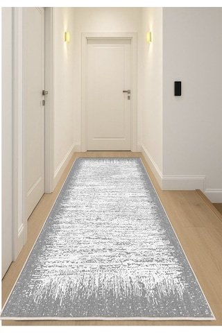 Gri Dijital Baskı Halı Kaymaz Tabanlı Yıkanabilir Halı Yolluk Salon Halısı122