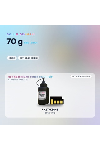 Samsung Uyumlu Clt-k504s Toner Tozu + Çip Siyah 70gr / Clp-415 / Clx-4195 / Xpress C1810 / C1860