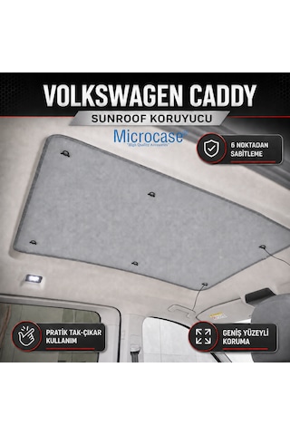 Microcase Volkswagen Caddy İle Uyumlu Vantuzlu Sunroof Güneşlik Koruyucu Al5631 Gri
