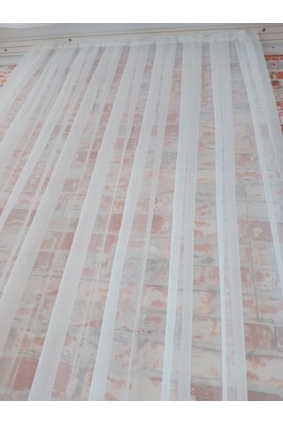 Beyaz Sade Ayağı Güpürlü Tül Perde