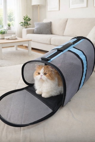 Newfull Kedi Taşıma Çantası Seyahat Evcil Hayvan Çantası Fileli Büyük Bot