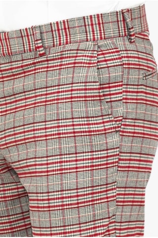 Wessi Kırmızı Ekose Desenli Slim Fit Gri Erkek Pantolon Gri