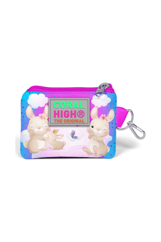 Coral High Pembe Mavi Tavşan Bozuk Para Çantası - Kız Çocuk