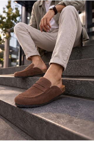 Dmr Elegance Jy0456 Rayn Bağcıksız Hakiki Süet Deri Erkek Günlük Mantar Taban Loafer Klasik Ayakkabı Hdmt - Kahve Kahverengi