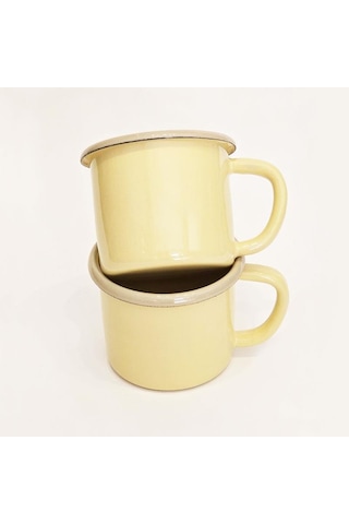2'li Emaye Kupa Sarı Bej Sarı