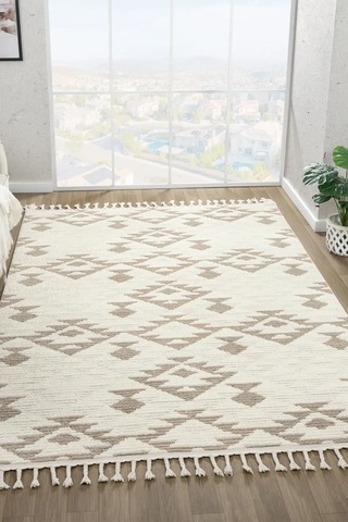 Seyran Halı Matta 2023 Bej Mikro Polyester Makine Halısı