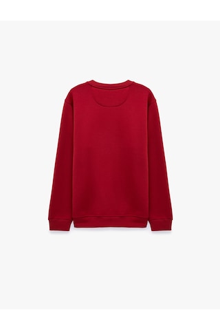 Koton Pamuklu Uzun Kollu Şardonlu Bisiklet Yaka Erkek Basic Sweatshirt Kırmızı 7wam70002mk