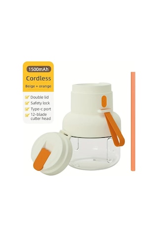 Elmpaly Mavi Usb Şarjlı Portatif Elektrikli Meyve Sebze Sıkacağı Blender 224 55 Galon