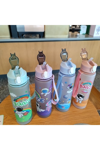 Yifomall Yazlık Astronot Desenli Kullanıma Kolay Taşınabilir Sıvı Tutucu Spill Proof Sünger Kapaklı Pc Plastik Mat Bardak Pembe Diğer