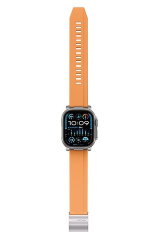 Watch 44mm Uyumlu Amazingthing Titan Chrono Silikon Kordon Strap Kayış Turuncu