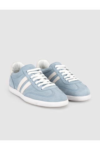 Açık Mavi Süet Deri Kadın Sneaker