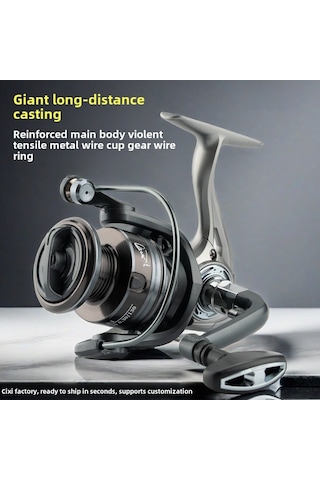 Mufunye Hj Marka Metal Gümüş Balık Makinesi, Uzun Atışlı Spinning Reel, Deniz/nehir Balıkçılığı İçin Dayanıklı Tuzak Aleti Hj6000