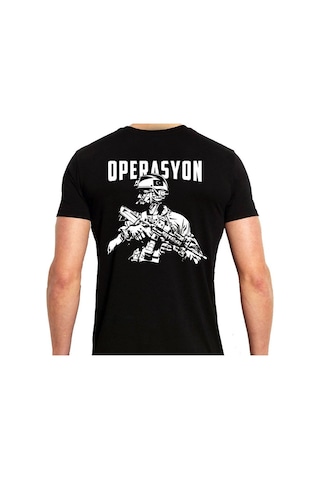 Alfa Giyim Operasyon Asker Baskılı Tişört Siyah Alfa Giyim Operasyon Asker Baskılı Tişört Siyah
