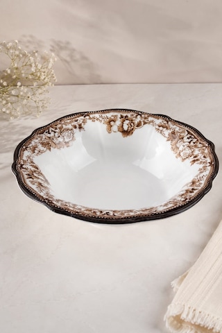 Porser Porselen Velour Brown Fulya Bowl Kase 26cm Tekli Çok renkli