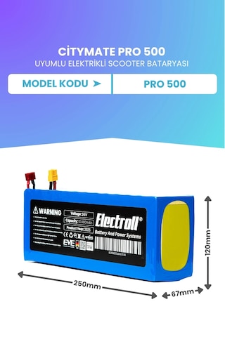 Citymate Pro 500 Uyumlu Batarya Eko Kapasite Batarya 36v 10ah Elektrikli Scooter Bataryası Çok Renkli