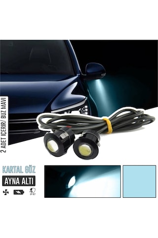 Kartal Göz Led Ayna Altı Led Eagle Eye Civatalı Buz Mavi Renk 18mm Sts Oto Aksesuar