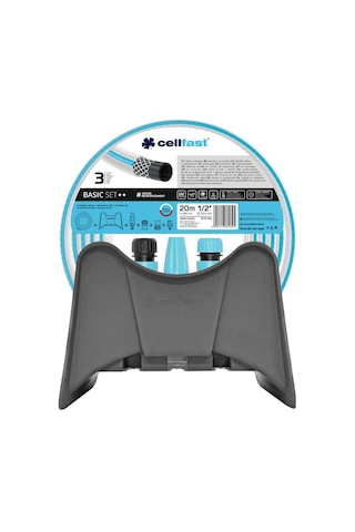 Cellfast Basic Bahçe Sulama Hortumu Seti 1/2" 20 M + Bahçe Hortumu Duvar Askısı